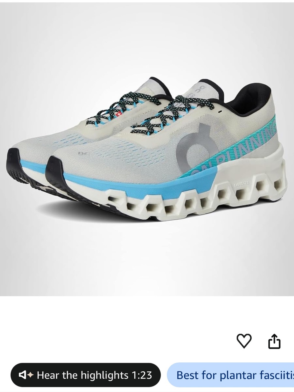 On Cloudsurfer Running Shoes in Light Gray with Blue Accents